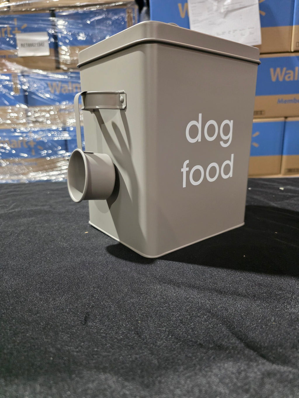Navaris Dog Food Storage - Metal Container Bin for Pet Food with Portion Scoop for Storing Dry Food Biscuit Treats - Vintage Design Dog Food Bin - Retail $18.99