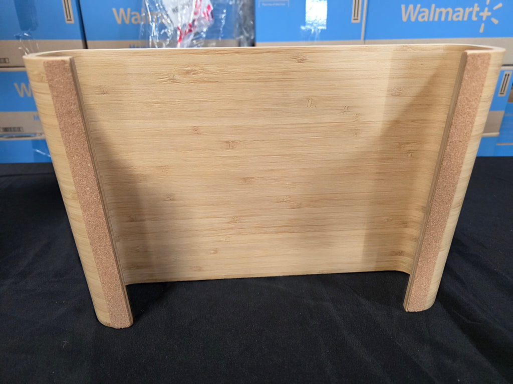 Navaris Wood Monitor Stand Riser - Computer Desk Organizer Desktop Dock Wooden Mount Display for PC TV Screen Notebook Laptop - Bamboo - Retail $51.99
