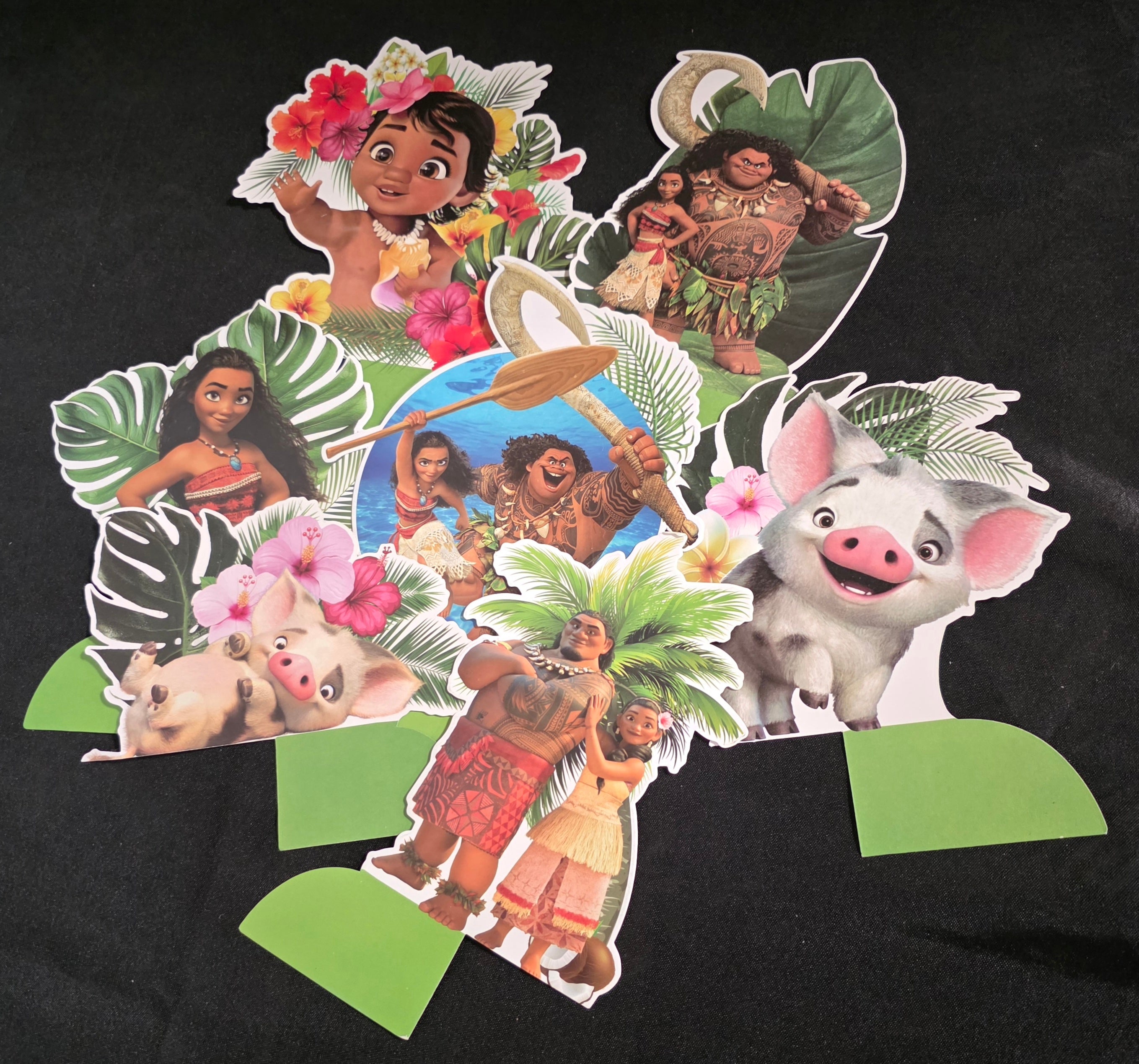 7pcs Moana Theme Cartoon style 3D Double Side Honeycomb Centerpieces Table Toppers, Birthday Party Decorations Supplies for kids - Retail $9.99