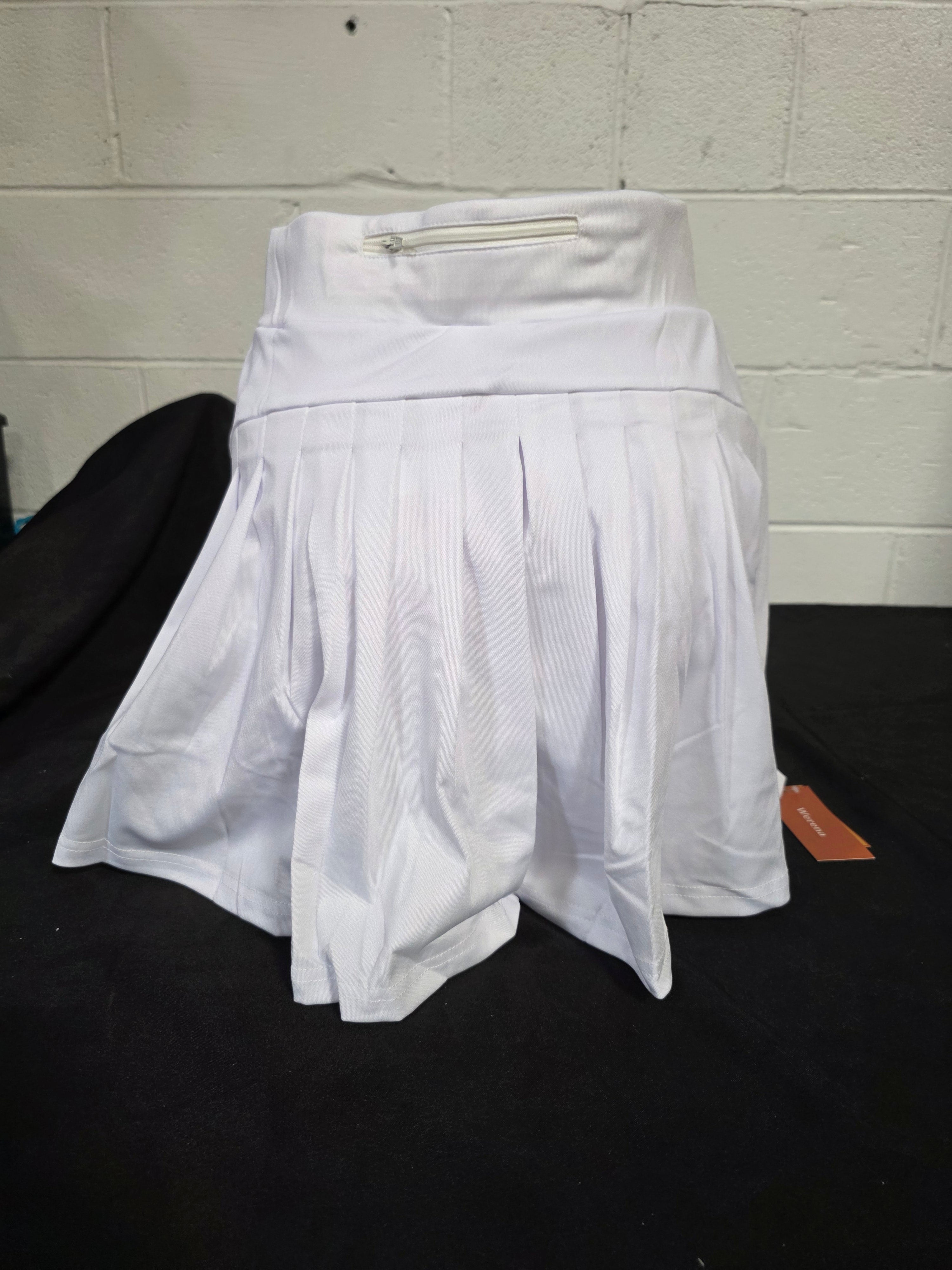 Pleated Tennis Skirts for Women with Pockets Shorts Athletic Golf Skorts Activewear Running Workout Sports Skirt (White,Medium) - Retail $9.99