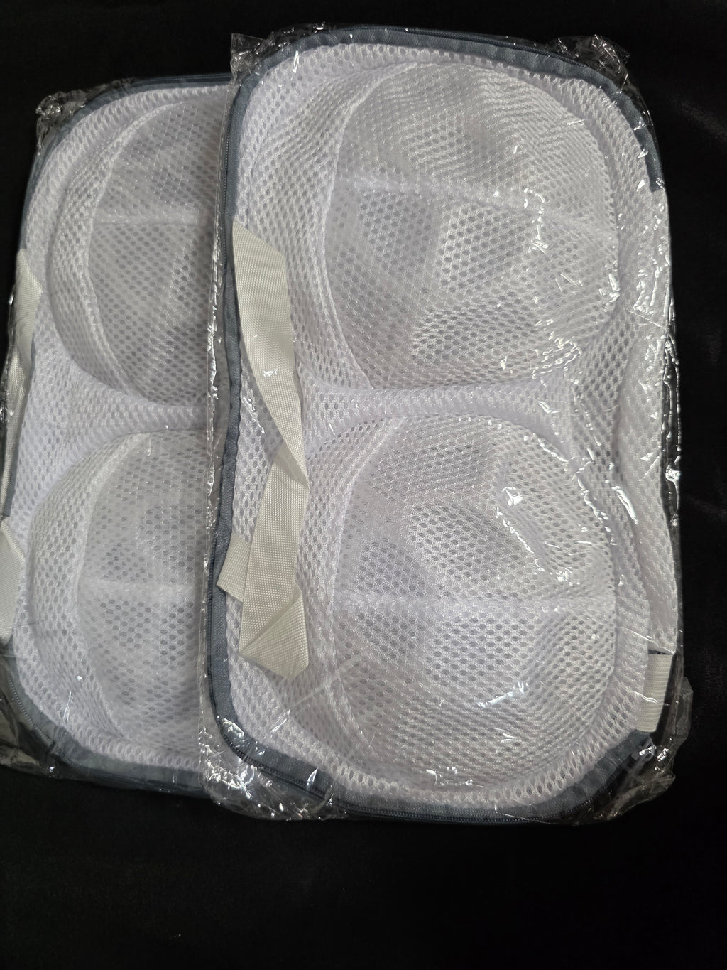 2 Pcs Bra Washing Bags for Laundry,Lingerie Bags with 3D Skeleton for Washing Machine，Fits All Cups AntiDeformation Bra Washing Bag with Zipper,Grey - Retail $8.99
