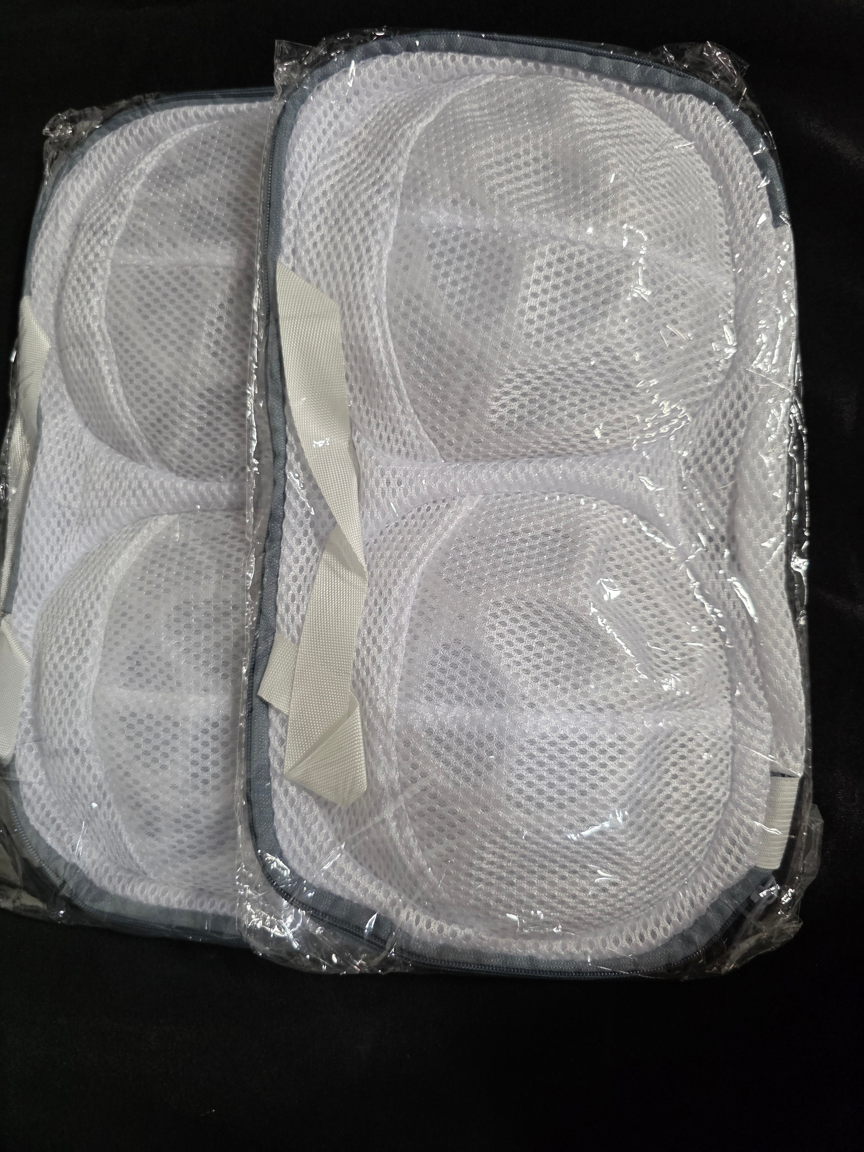 2 Pcs Bra Washing Bags for Laundry,Lingerie Bags with 3D Skeleton for Washing Machine，Fits All Cups AntiDeformation Bra Washing Bag with Zipper,Grey - Retail $8.99