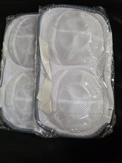 2 Pcs Bra Washing Bags for Laundry,Lingerie Bags with 3D Skeleton for Washing Machine，Fits All Cups AntiDeformation Bra Washing Bag with Zipper,Grey - Retail $8.99