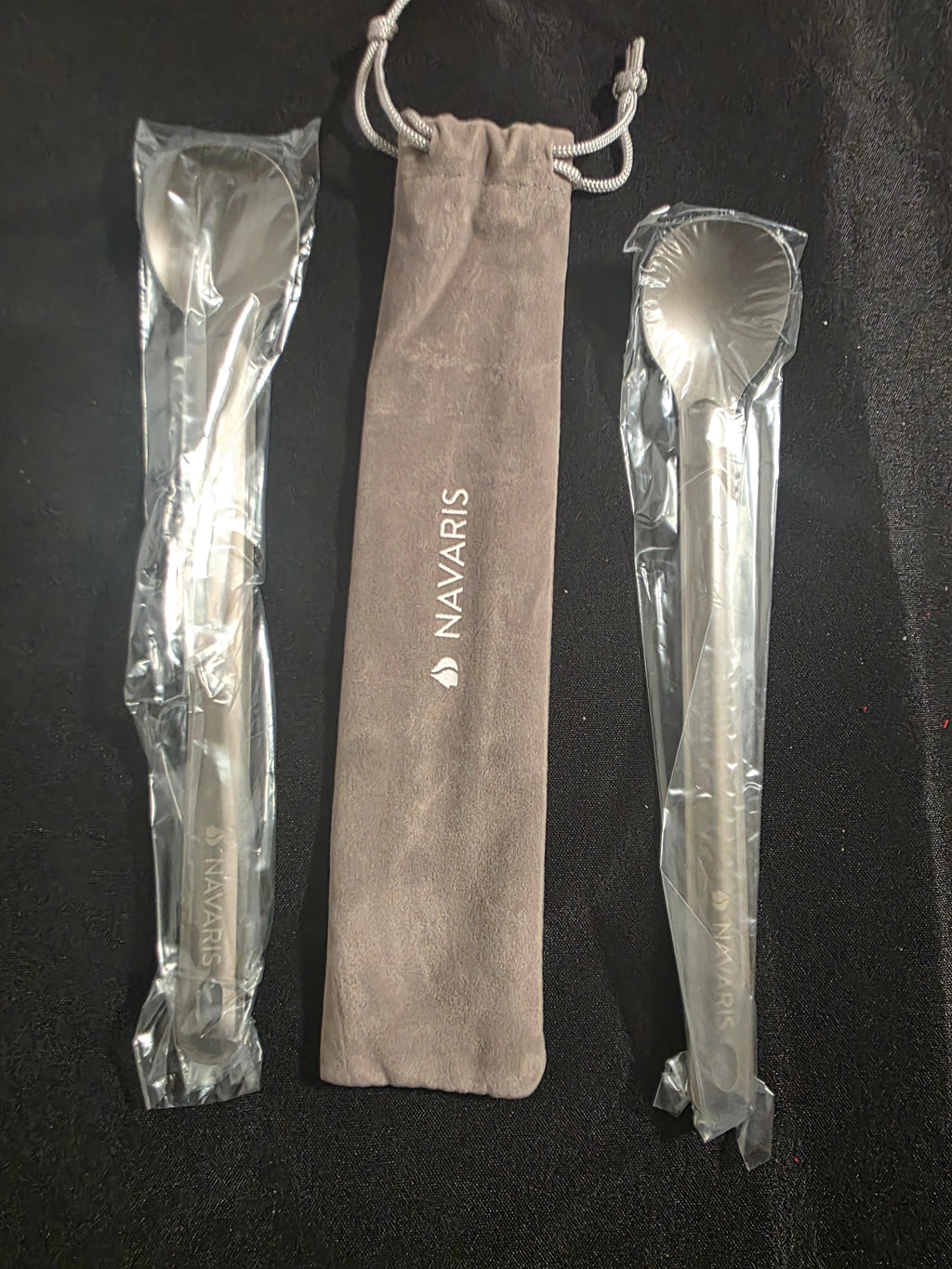 Navaris Long Handle Titanium Spoons (Set of 2) - 8.4" (21.5cm) Long Metal Spoon Set for Backpacking and Camping - Strong Ultra Lightweight Cutlery - Retail $16.99