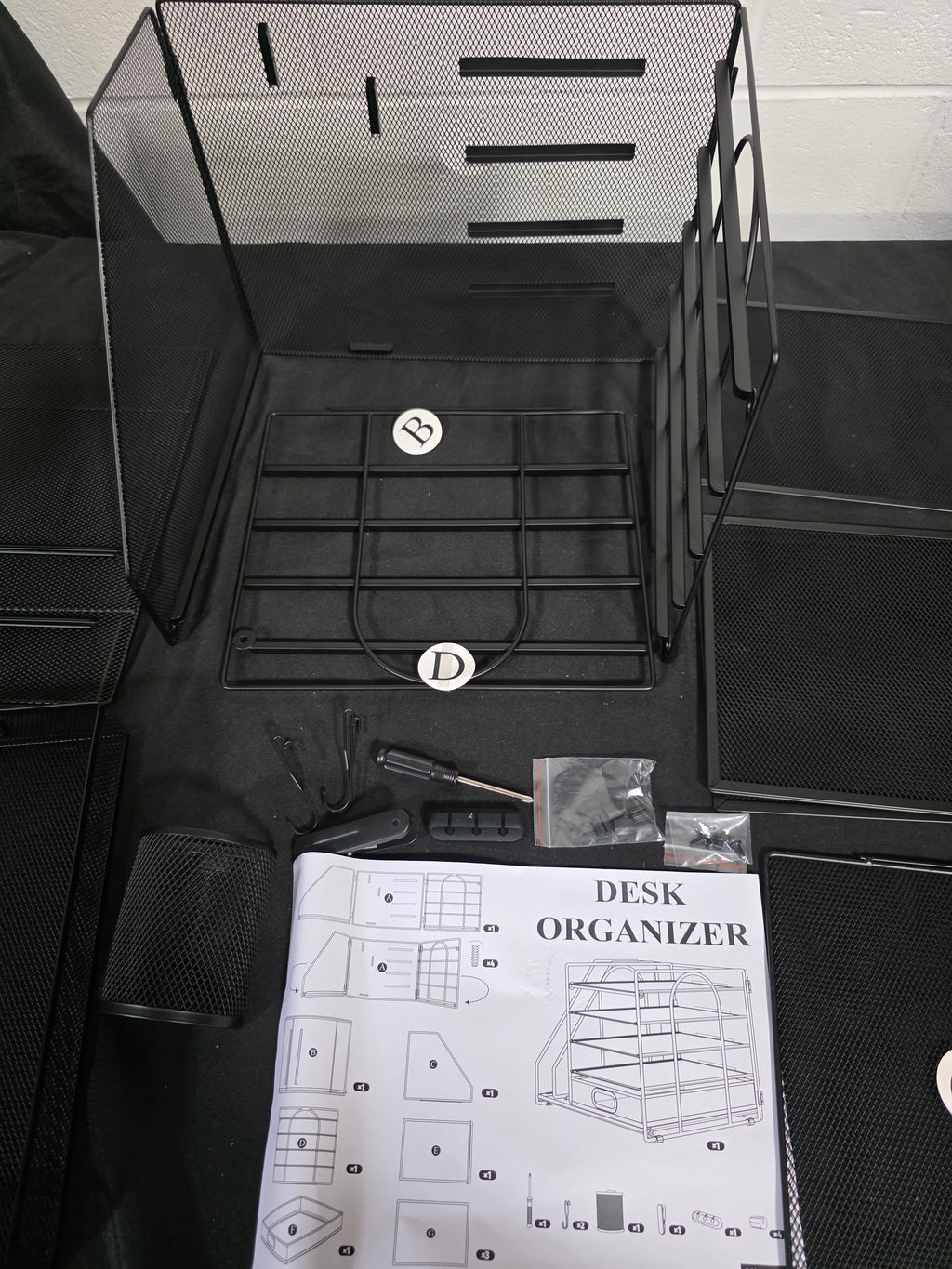 HUHOLE Desk Organizer with File Holder, 5-Tier Paper Letter Tray, Black Powder-Coated Steel - Retail $35.99