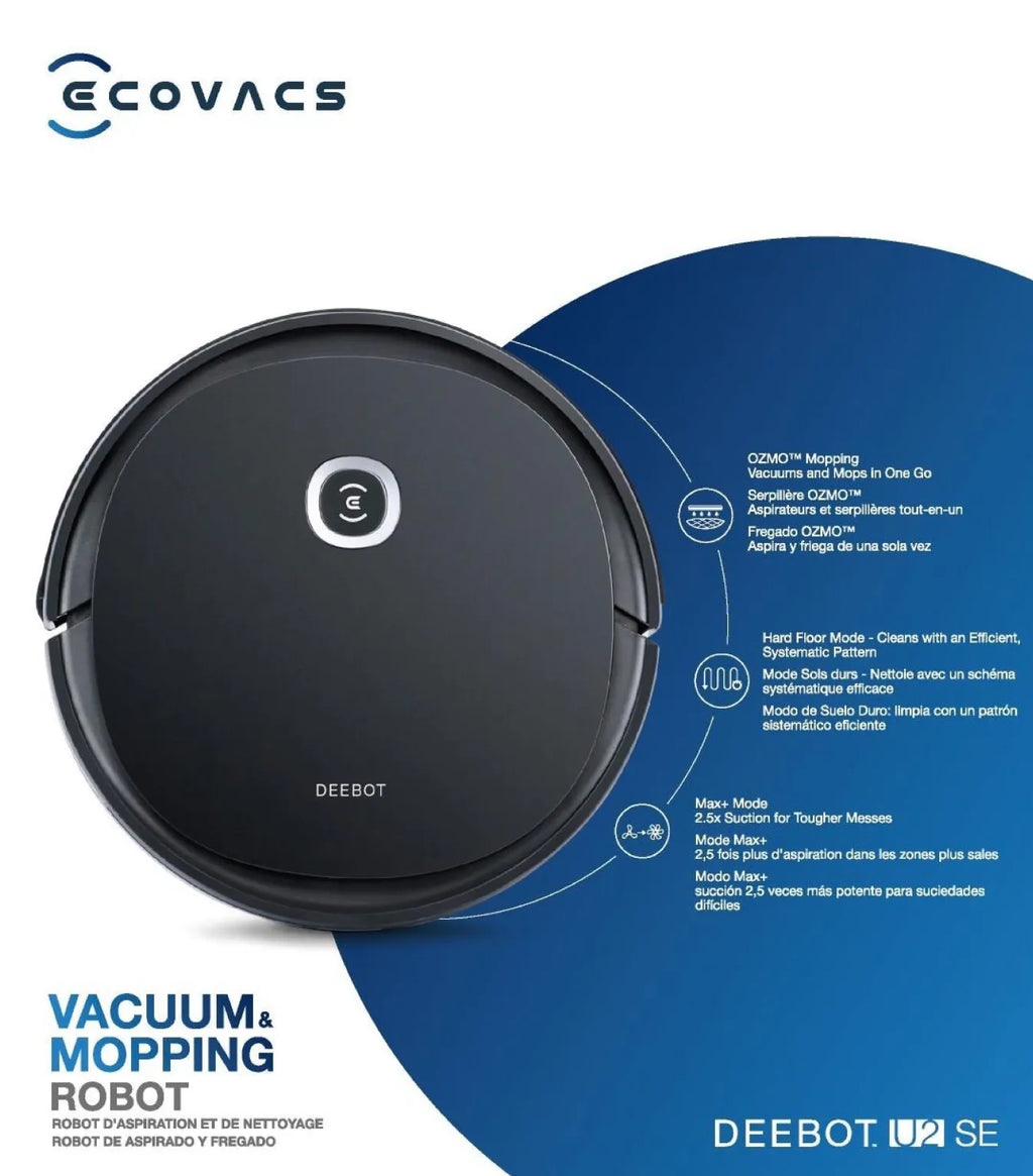 ECOVACS DEEBOT U2SE Robot Vacuum Cleaner and Mop with WiFi & App - Retail $300