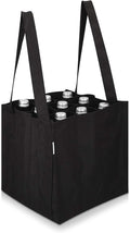 Navaris 12 Compartment Bottle Bag - Bottle Carrier Bag for Wine, Drinks Bottles - Reusable Grocery Bag for Shopping and Storage - Black - Retail $21.99