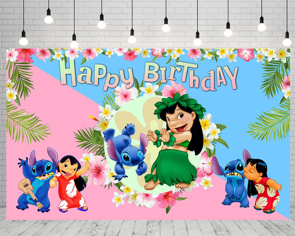 Stitch Theme Flag Birthday Party Background Banner for Photography Children Birthday Party Decoration Supplies (5.9ft*3.6ft) - Retail $12.99