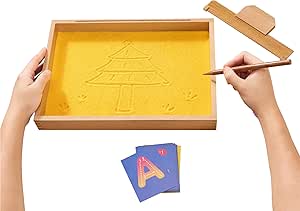 Navaris Wooden Sand Tracing Tray – Montessori Educational Toy for Small Kids to Practice Writing and Drawing – Retail $6.99