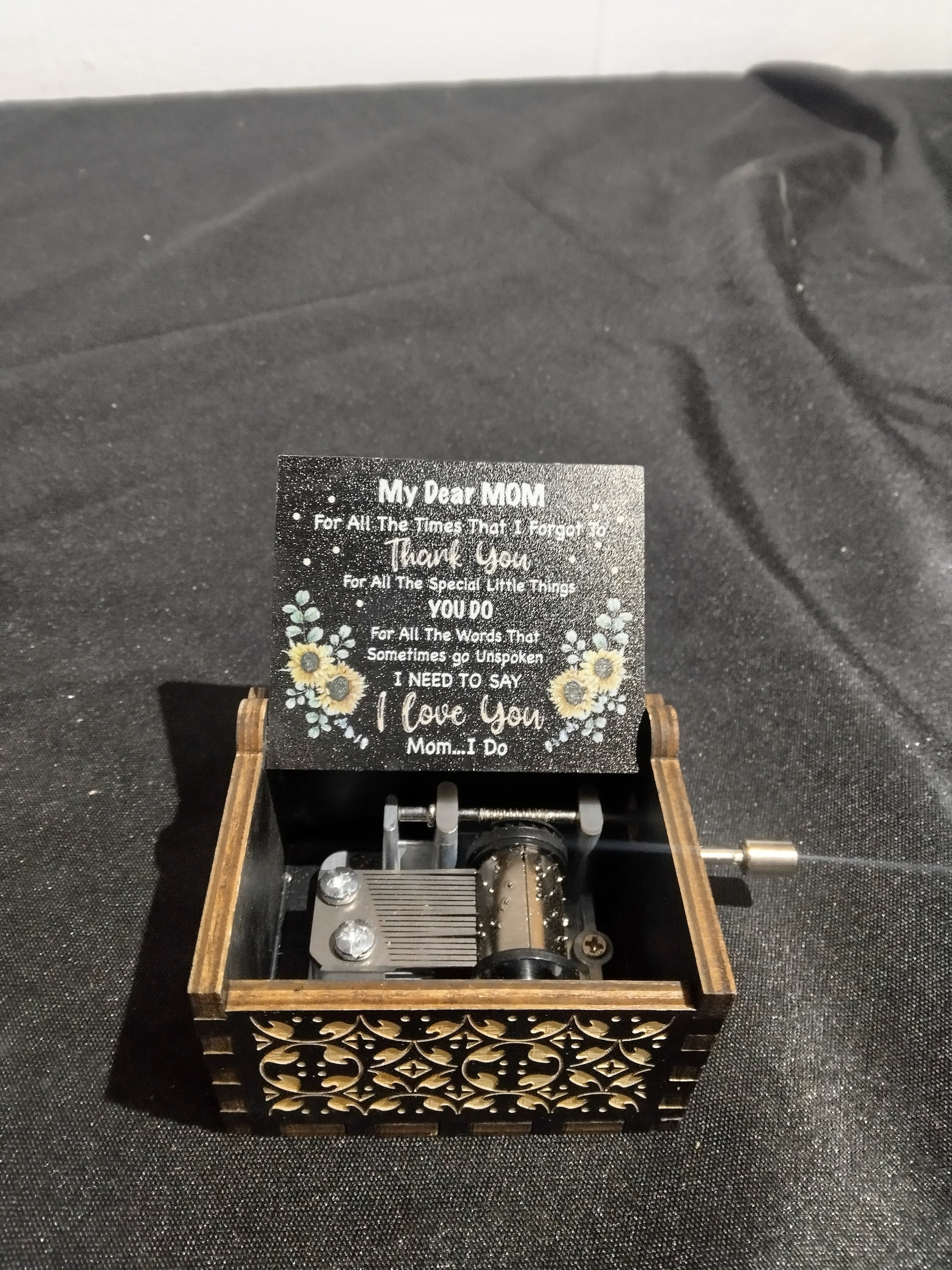 Wood Sunflower Musical Gifts for Mom Women from Daughters Sons Hand Crank Wooden Music Box Presents for Birthday Christmas Mother's Day Valentine's Day - Retail $ 12.99