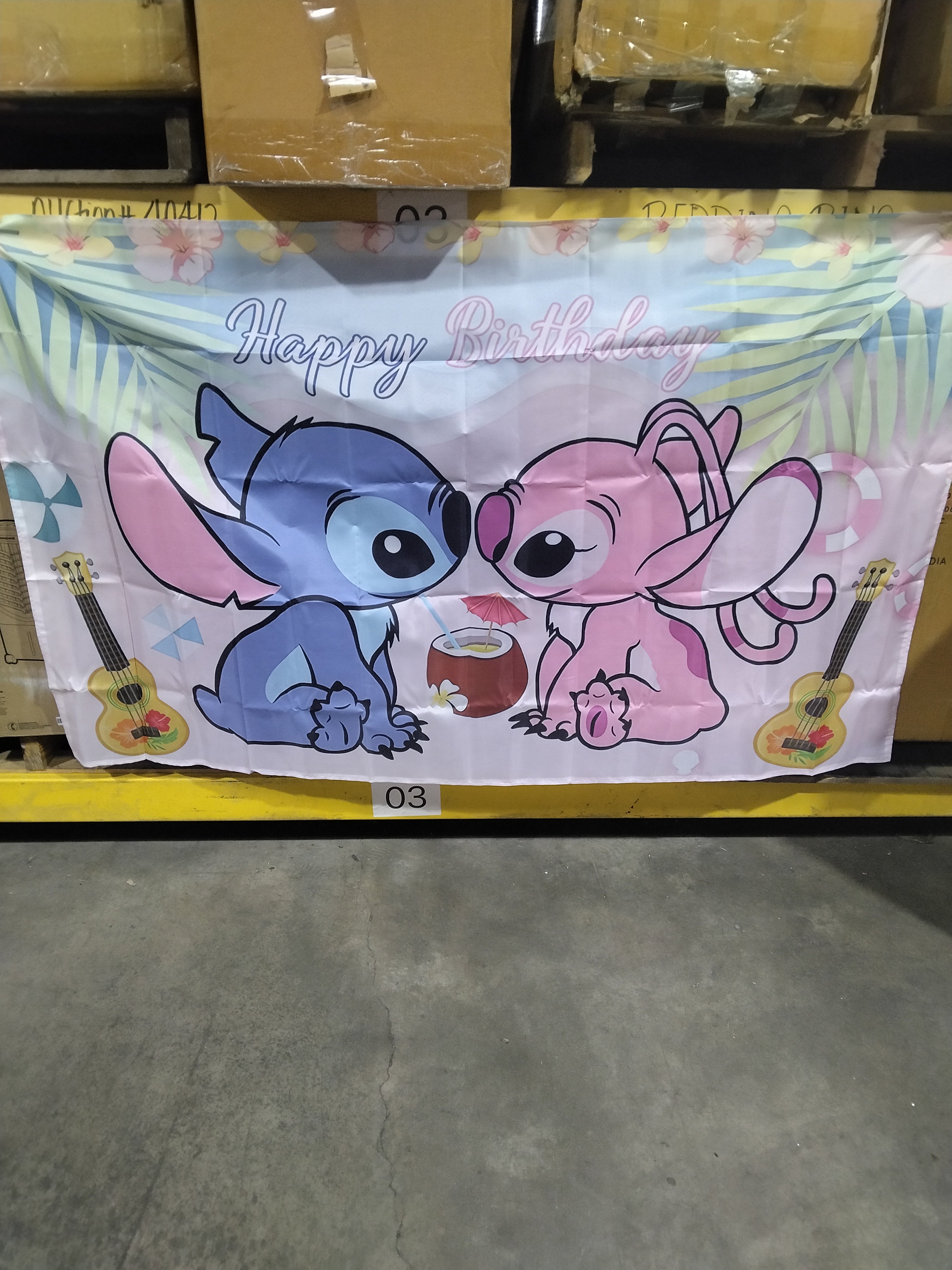 Stitch Theme Flag Birthday Party Background Banner for Photography Children Birthday Party Decoration Supplies (5.9ft*3.6ft) - Retail $15.99