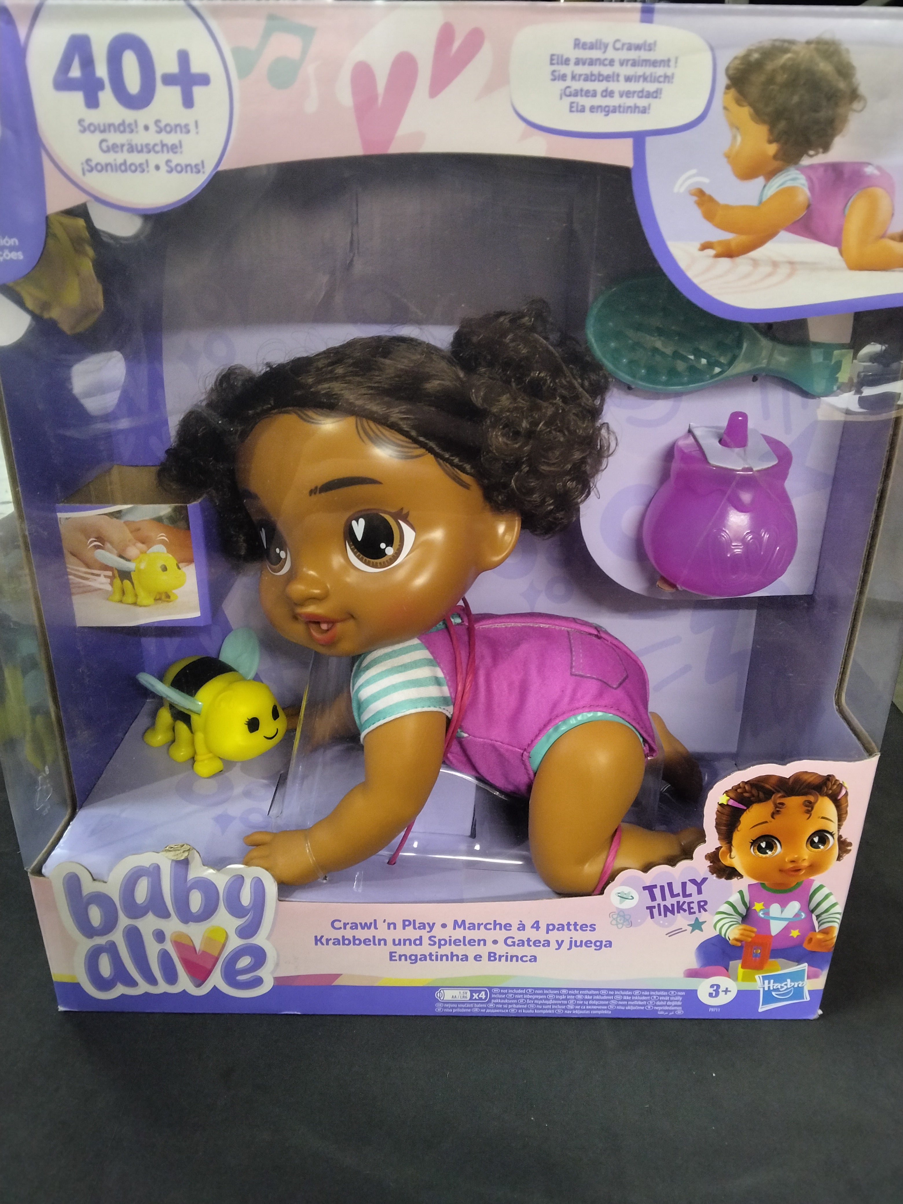 Baby Alive Crawl 'n Play Tilly Tinker Electronic Crawling Baby Doll Set, Black Hair, Kids Toys for Girls & Boys 3 Years & Up, 10.75 Inches - Retail $45.99
