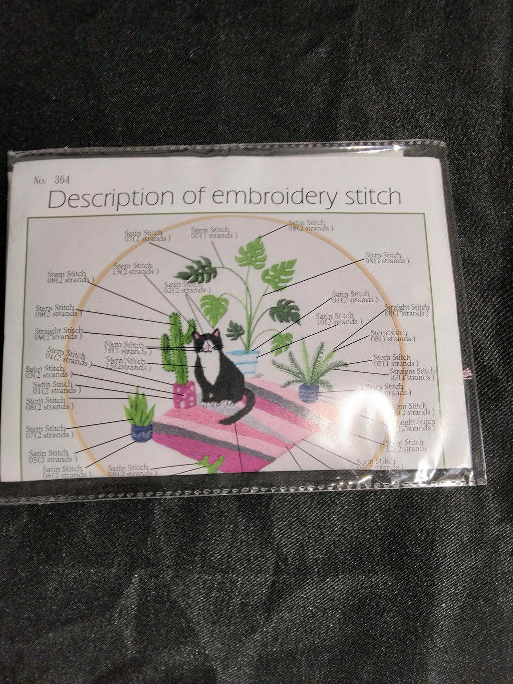 3-Set Embroidery Kit for Adults by Mopulo, Cross Stich Kit with Black Cat Flower Pattern - Retail $38.99