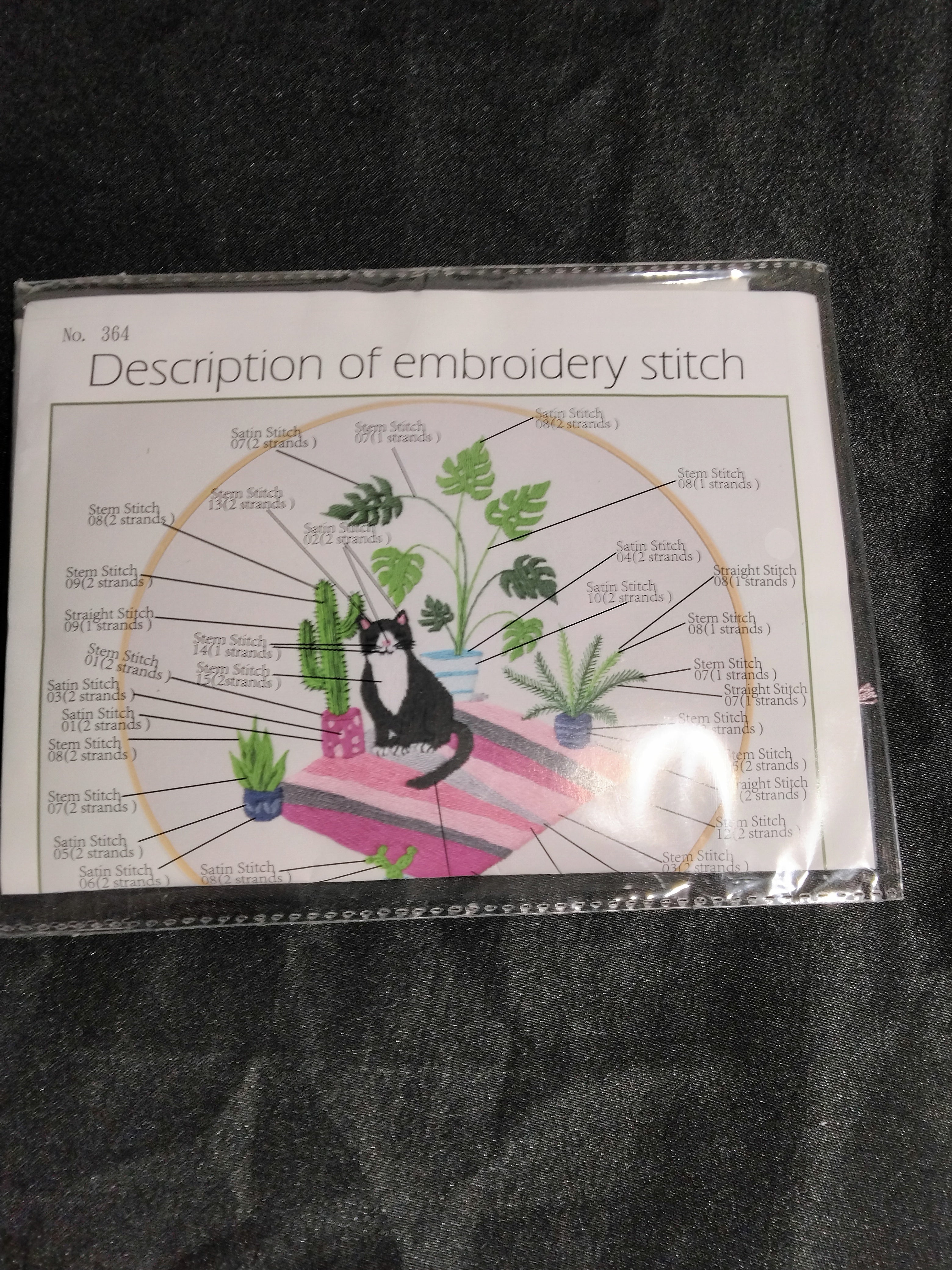 3-Set Embroidery Kit for Adults by Mopulo, Cross Stich Kit with Black Cat Flower Pattern - Retail $38.99