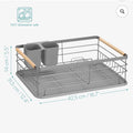 Navaris Dish Drainer Rack - Plate, Silverware, Pots and Pans Drying Rack for Kitchen with Beechwood Handles - Modern Retro Design Drip Tray - Gray - Retail $25.99