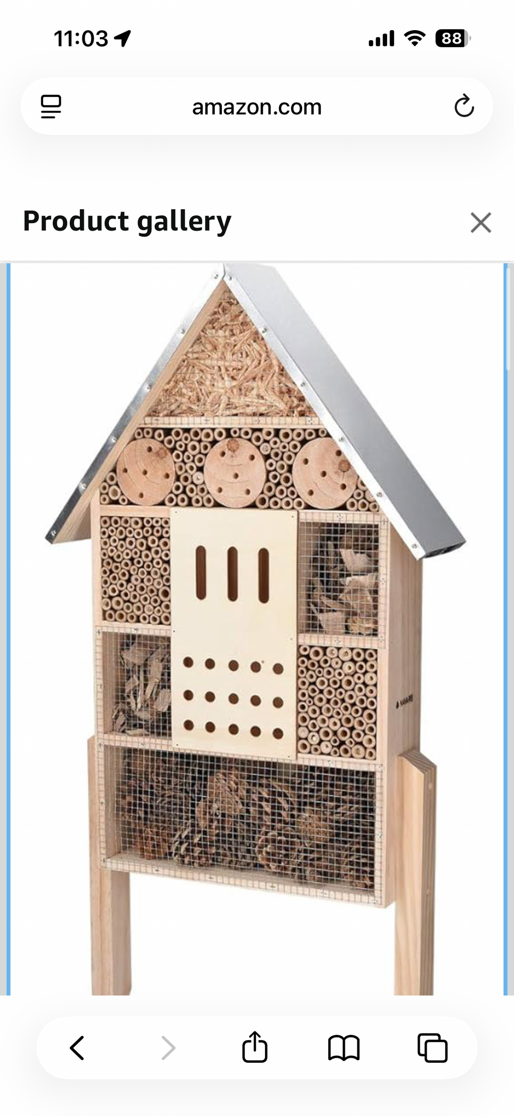 Navaris Wooden Insect House - Extra Large Bug Hotel 22.4" H x 15" W - Natural Habitat for Bees, Butterflies, Ladybugs - Garden and Yard - Retail $63.99