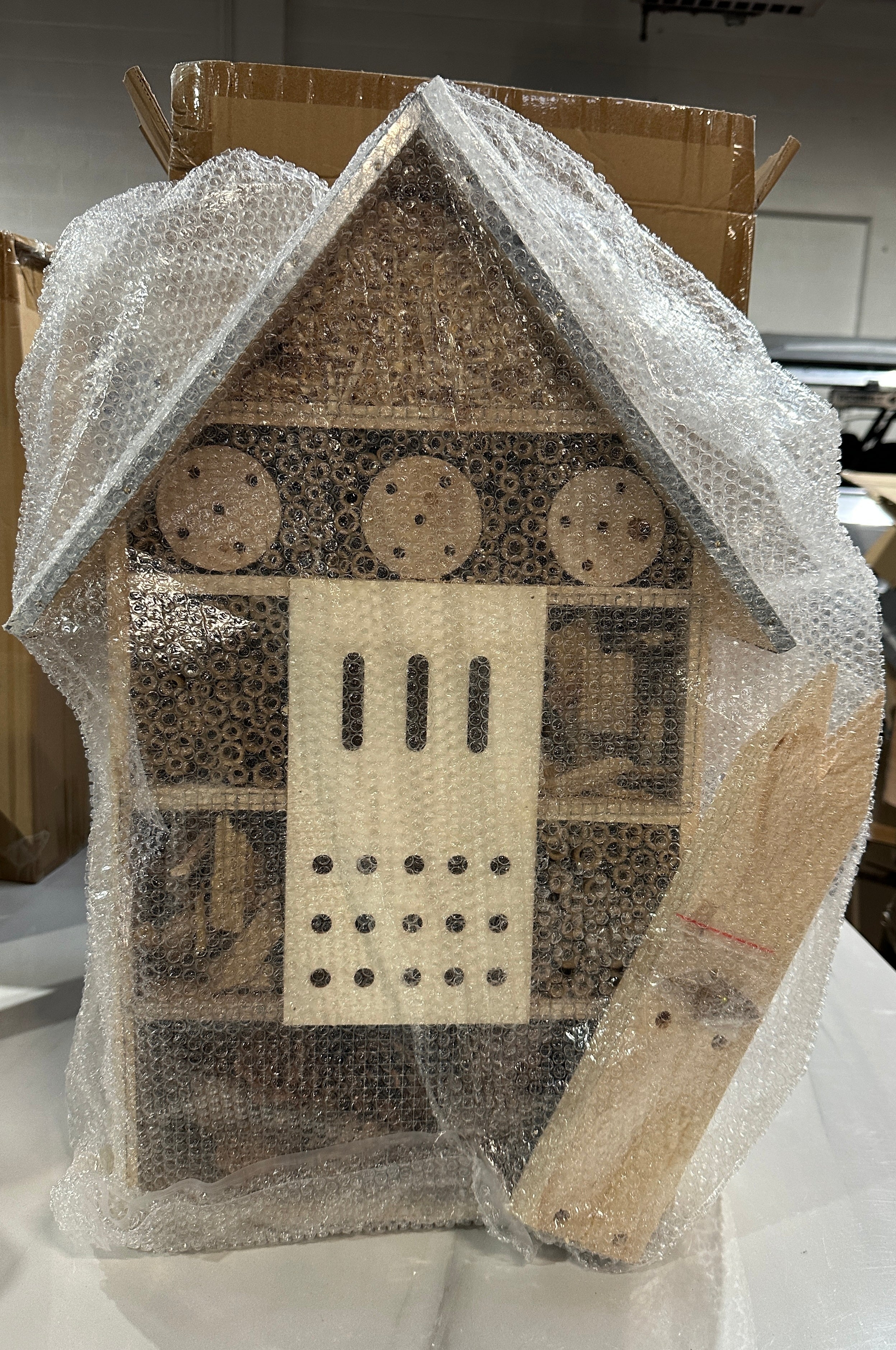 Navaris Wooden Insect House - Extra Large Bug Hotel 22.4" H x 15" W - Natural Habitat for Bees, Butterflies, Ladybugs - Garden and Yard - Retail $63.99