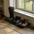 Navaris Set of 3 Shoe Drip Trays - Multi-Purpose Boot Tray for Rain Boots, Winter Boots, Sneakers. Suitable for Indoor and Outdoor Use in All Seasons. Color: Black - Retail $20.99