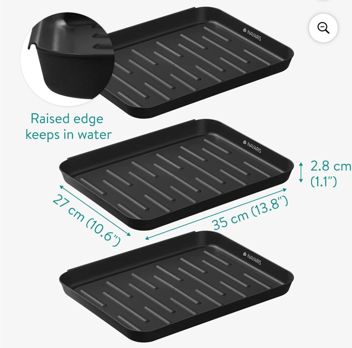Navaris Set of 3 Shoe Drip Trays - Multi-Purpose Boot Tray for Rain Boots, Winter Boots, Sneakers. Suitable for Indoor and Outdoor Use in All Seasons. Color: Black - Retail $20.99