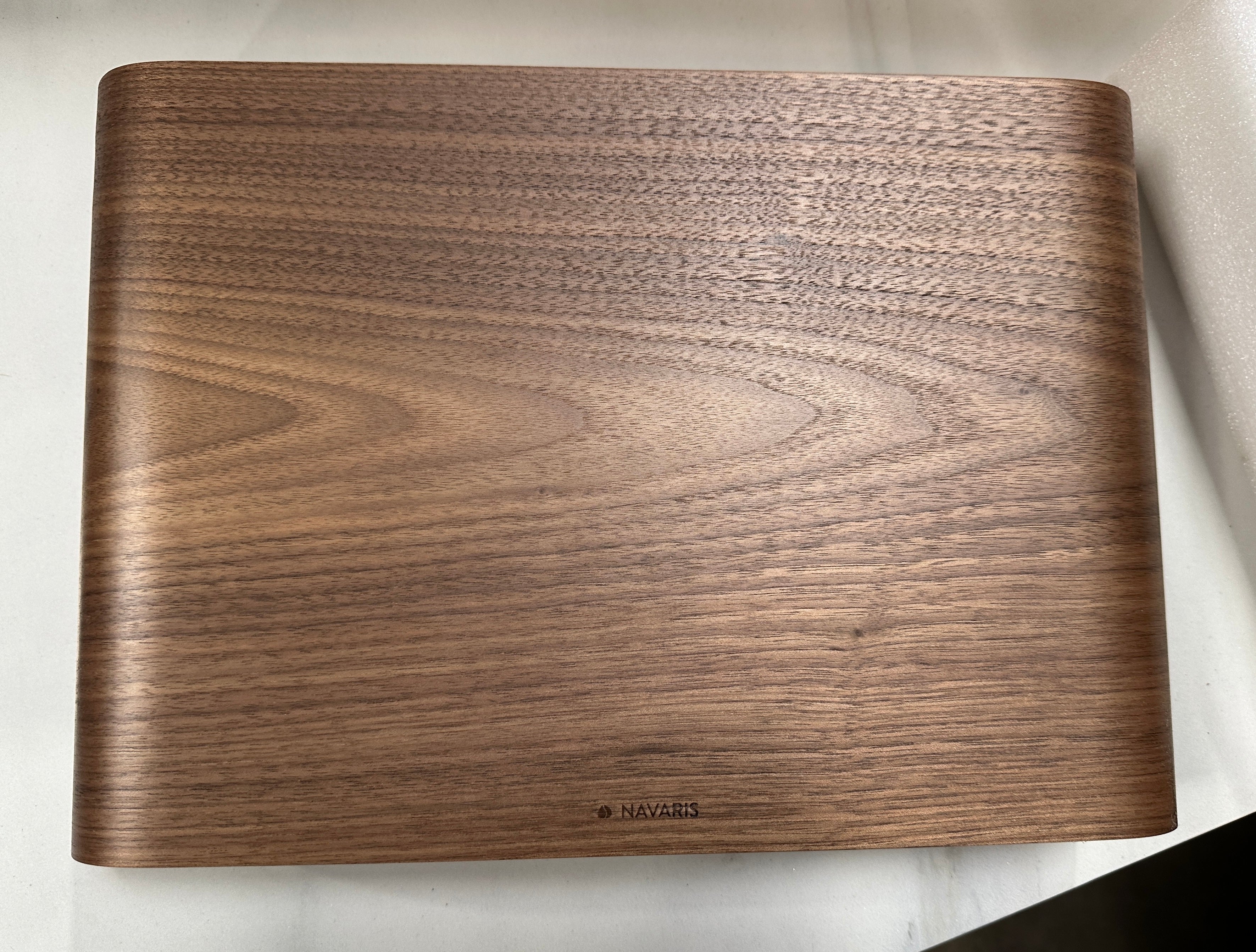 Navaris Wood Monitor Stand Riser - Computer Desk Organizer Desktop Dock Wooden Mount Display for PC TV Screen Notebook Laptop - Walnut - Retail $49.99
