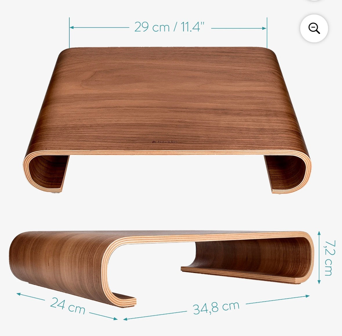 Navaris Wood Monitor Stand Riser - Computer Desk Organizer Desktop Dock Wooden Mount Display for PC TV Screen Notebook Laptop - Walnut - Retail $49.99