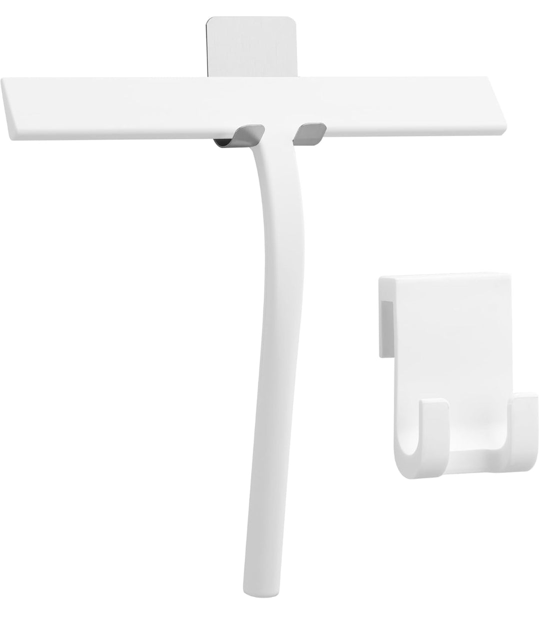 Kincmax All-Purpose Shower Squeegee - Stainless Steel Silicone Bath Squeegee - Window Shower Door Squeegee for Shower Glass Doors with Hook - Bathroom Shower Kitchen - Medium White - Retail $16.49