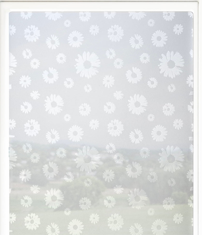 Navaris Privacy Film for Glass Windows - Frosted Window Film - Opaque Self Adhesive Covering - No Adhesives for Easy Application and Removal - Floral Print 2 - Retail $8.45