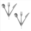 Navaris Titanium Camping Cutlery Set (2 Sets) - Lightweight Camping Utensils for Two - Knife, Fork and Spoon with Carabiner Clip for Hiking Travel - Retail $21.84