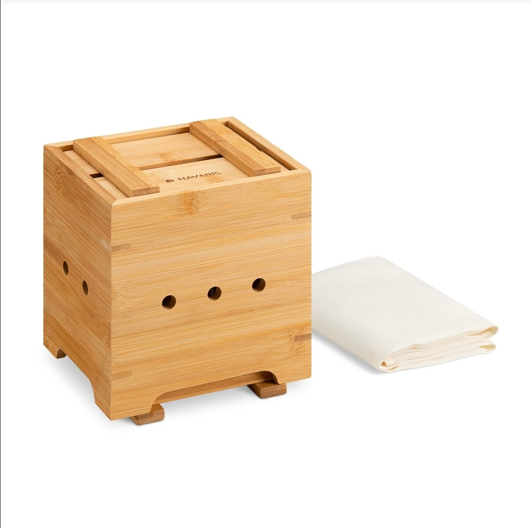 Navaris Bamboo Tofu Maker Kit - Tofu Mold for Making Fresh Homemade Tofu, Cheese, Tempeh - Tofu Making Kit Made of High Quality 100% Natural Material - Retail $24.99