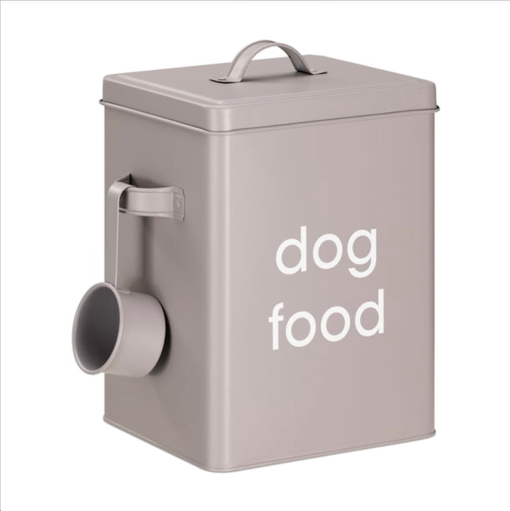 Navaris Dog Food Storage - Metal Container Bin for Pet Food with Portion Scoop for Storing Dry Food Biscuit Treats - Vintage Design Dog Food Bin - Retail $18.99