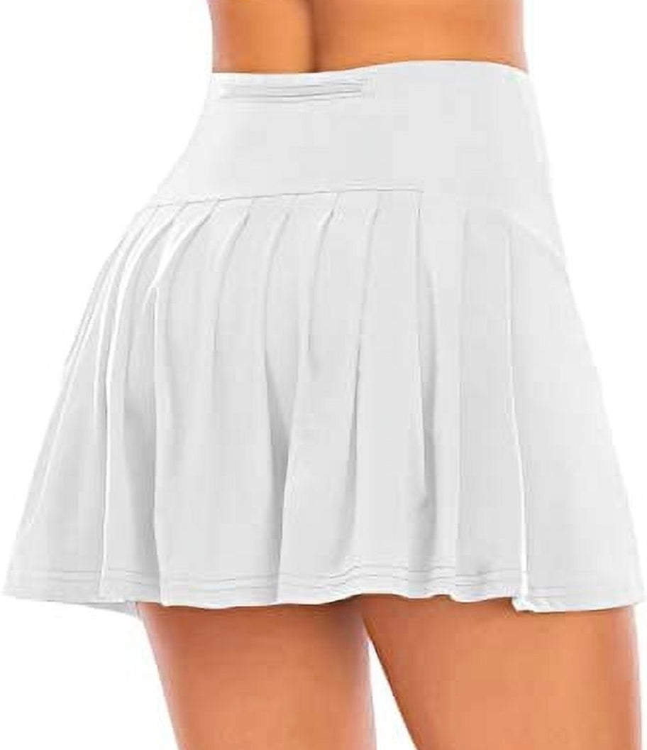 Pleated Tennis Skirts for Women with Pockets Shorts Athletic Golf Skorts Activewear Running Workout Sports Skirt (White,Medium) - Retail $9.99