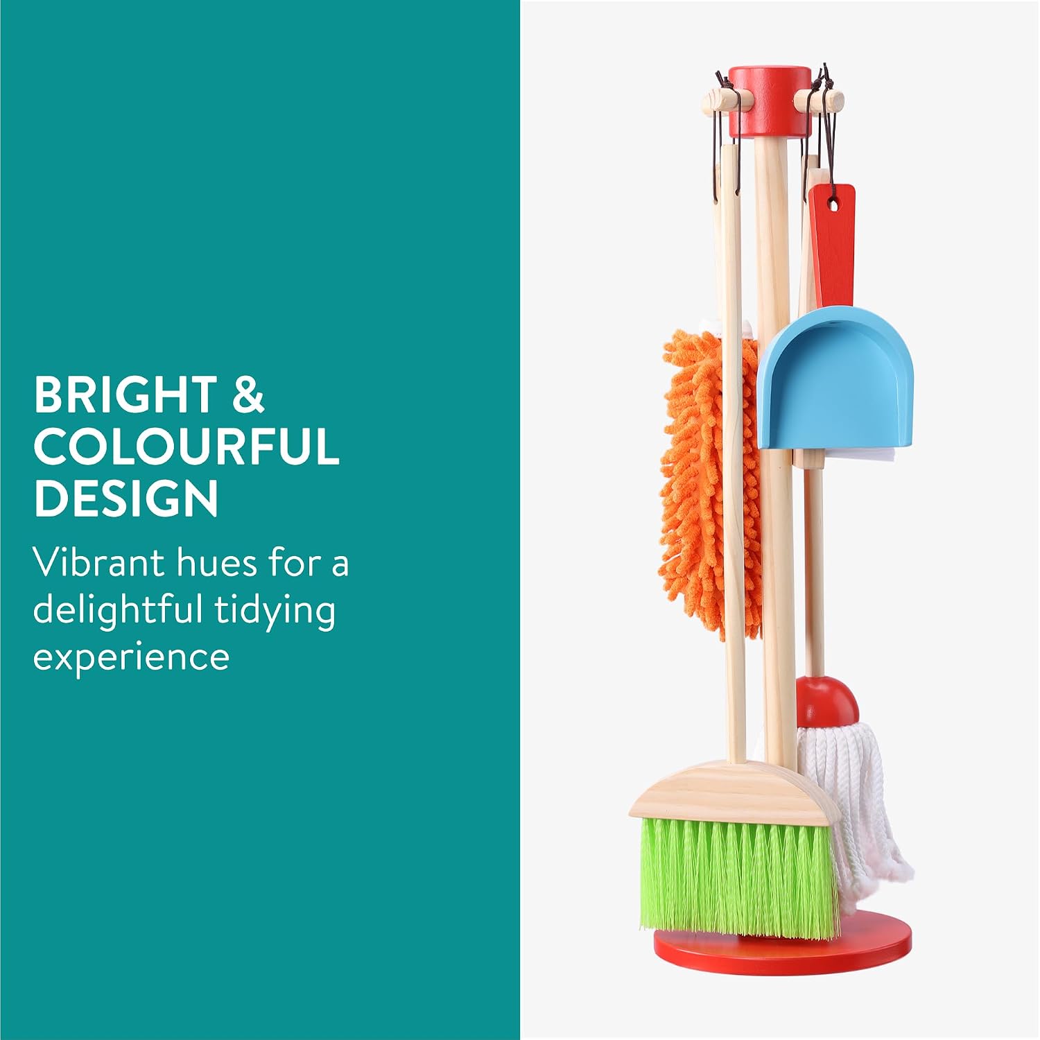Navaris Wooden Cleaning Toy Set - 5 Pieces with Holder