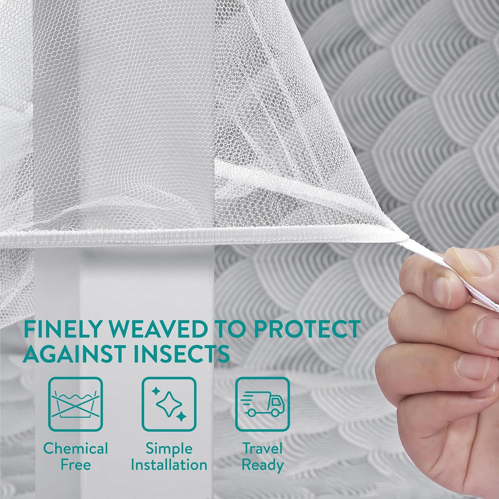 Navaris Mosquito Net for Crib - Safe Crib Netting Mesh - Baby Crib Cover w Easy Access Double Zip - Perfect for Travel & Home Use - Bug Protection for Nursery Playpen Bassinet