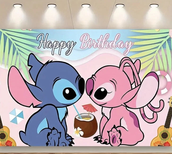 Stitch Theme Flag Birthday Party Background Banner for Photography Children Birthday Party Decoration Supplies (5.9ft*3.6ft) - Retail $15.99